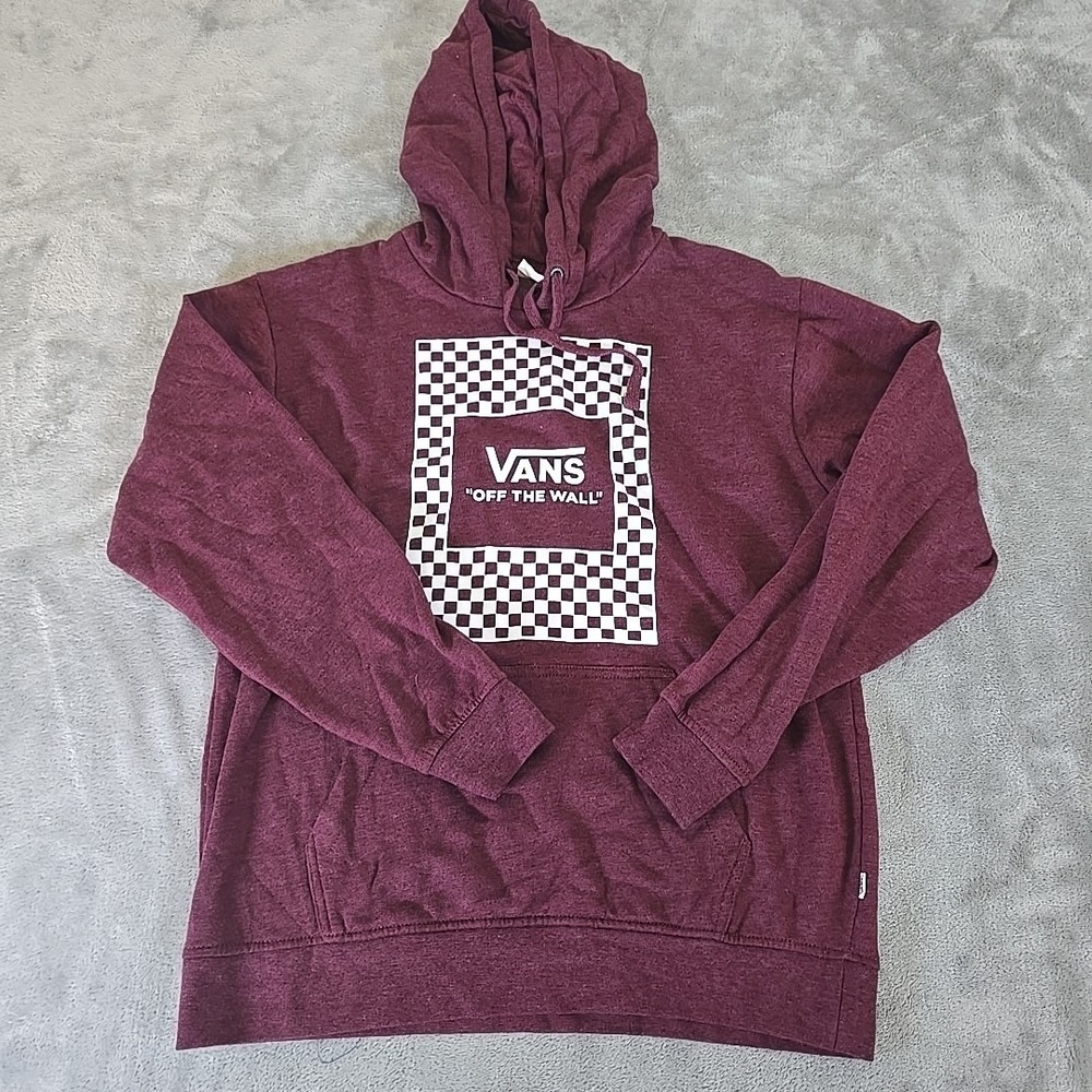 Vans‎ Sweatshirt Mens Small Maroon Hooded Off The Wall Skater Streetwear Casual